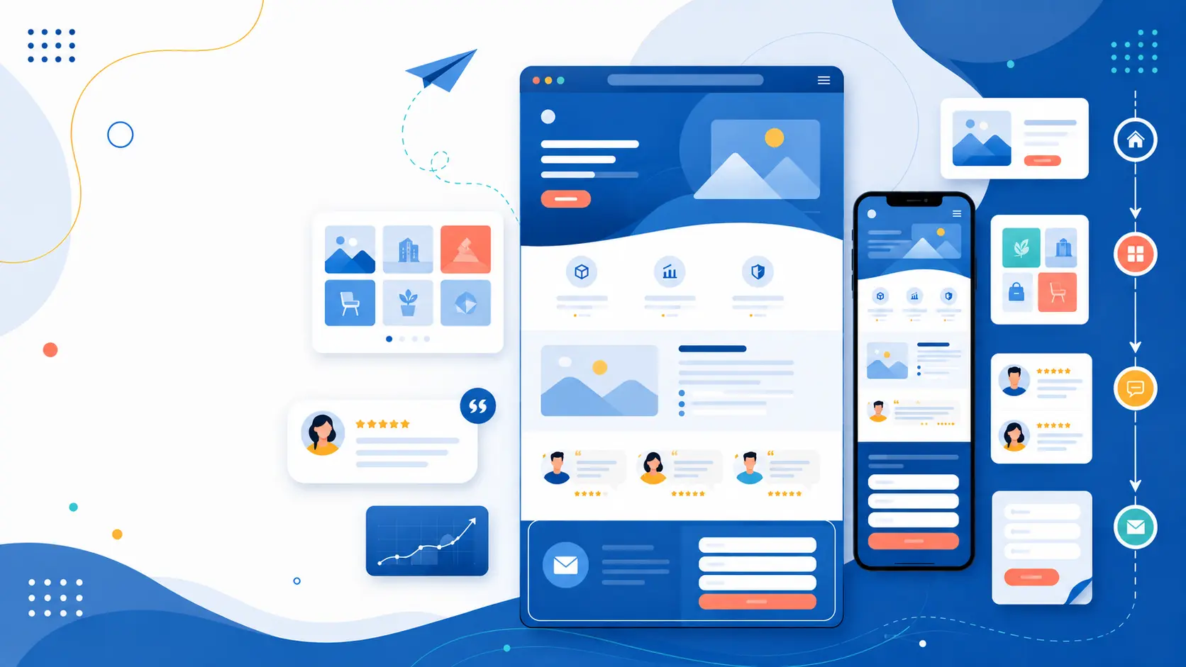 Illustration of a scrolling single-page website.